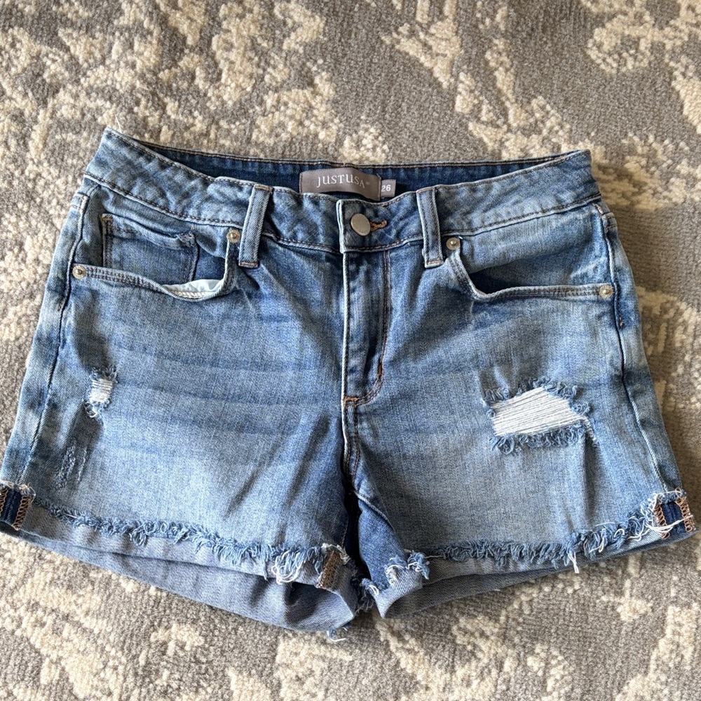Just USA Distressed Blue Jean Shorts
